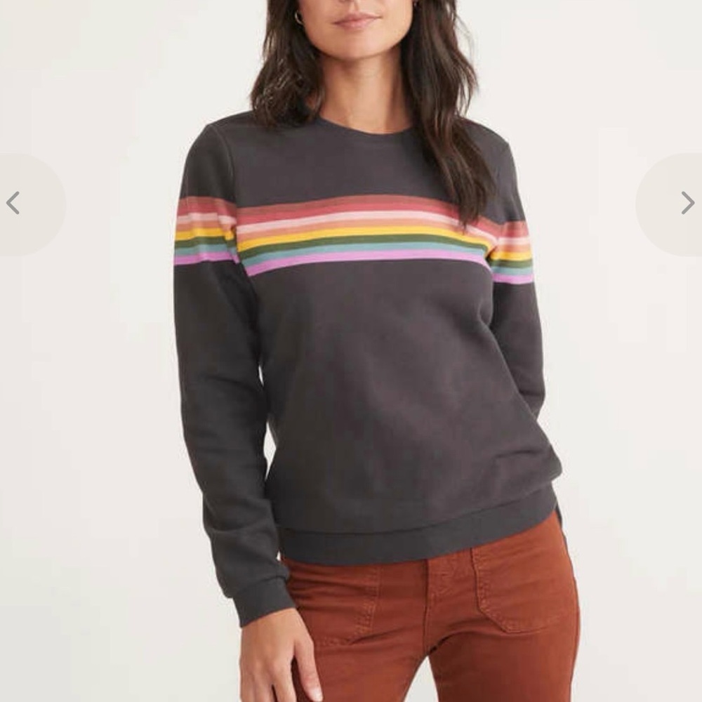 Sweater with Rainbow Stripes women's Anytime fleece sweatshirt washed black